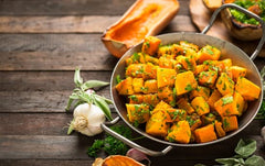 Maple Rosemary Roasted Butternut Squash and Sweet Potatoes